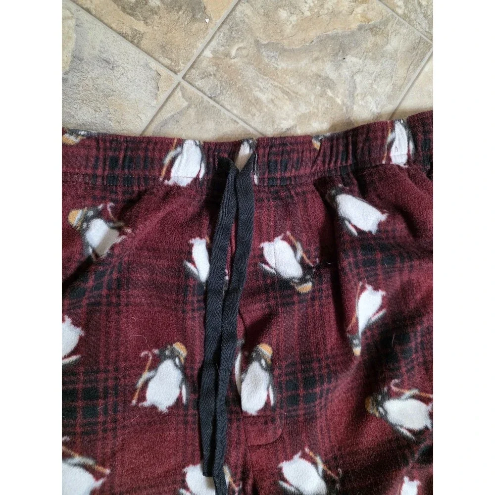 Stafford‎ Mens (M) Fleece Sleep Pants Flannel Lounge Pajamas Penguins Plaid